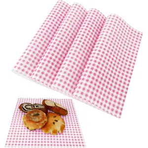 100 count Waxed Paper Sheets 12 x 12 Inch Pastel Deli Paper Wraps  Resistant  Basket Liners Checkered Square Sandwich Wraps for Burgers Bread Restaurant Barbecue Picnic ()