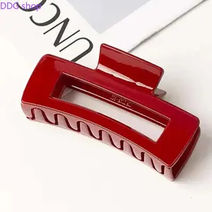 Women's Vintage Solid-Color Square Hollow-Out Hair Claw Clip, Strong-Hold Jaw Clip, All-Match Fashion Hair Accessory for Daily Hairstyling & Casual Use