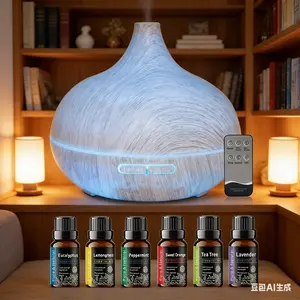 550ml Essential Oil Diffuser with Soundwave Tech Auto Shut Off 7 LED Colors Remote Control Cool Mist Humidifier for Home Office Aromatherapy USB