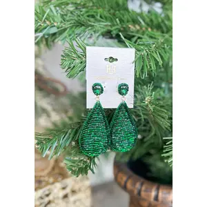 Caroline Hill Kathleen Beaded Rop Earrings ~ Green *FINAL SALE*