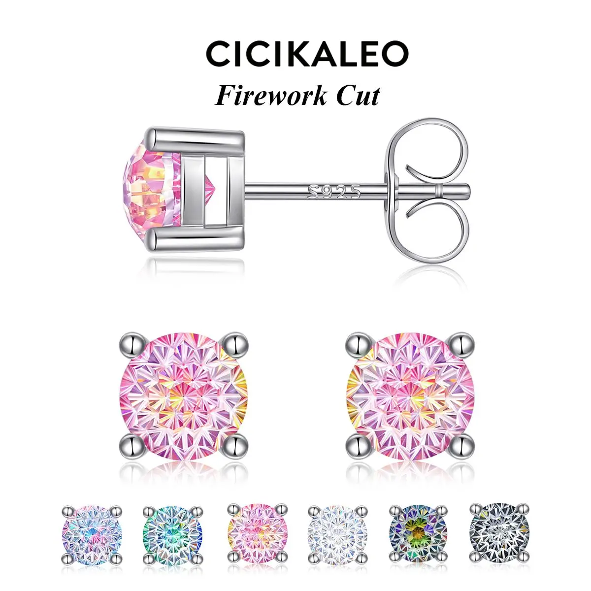 CICIKALEO 1CT Silver Earrings for Women Men S925 Sterling Silver Stud Earrings 18K White Gold Plated Prom Jewelry Anniversary Birthday Graduation Wedding Gifts for Her Him #Summervibes tiktokshopbacktoschool