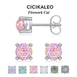 CICIKALEO 1CT Silver Earrings for Women Men S925 Sterling Silver Stud Earrings 18K White Gold Plated Prom Jewelry Anniversary Birthday Graduation Wedding Gifts for Her Him #Summervibes