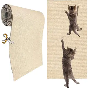 Self-Adhesive  Scratch Wall Climber, Wall  Scratcher Mat for Indoor Cats Kitten Trimmable Carpet Corner Protector 78.7"x15.8" (Beige)