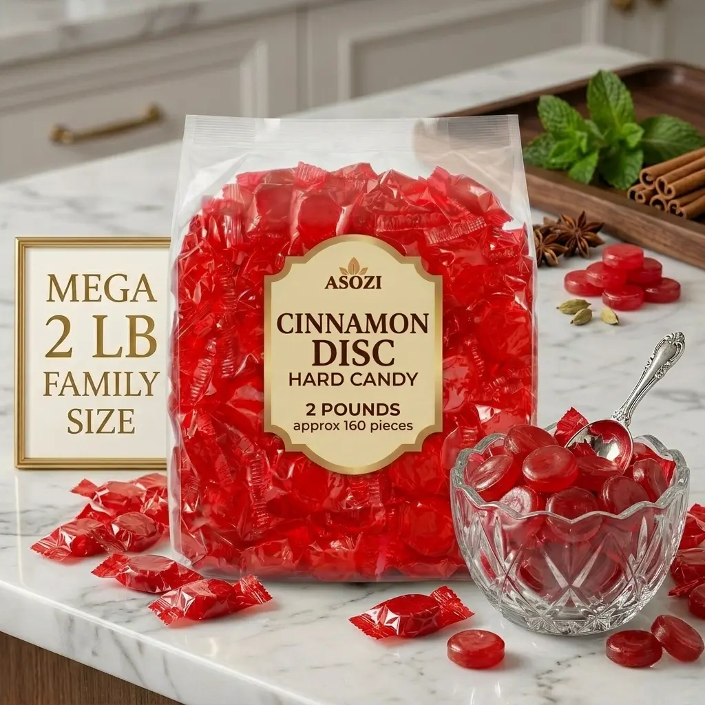 Cinnamon Discs Hard Candy 2 lb - Individually Wrapped Cinnamon Candies Old Fashioned Holiday Suckers - Spicy and Sweet Flavor - Perfect for Valentine's Day and Tasty Treats on the Go