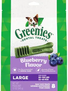 Greenies Large Natural Dental Care Dog Treats Blueberry Flavor, 12 oz. Pack (8 Treats)