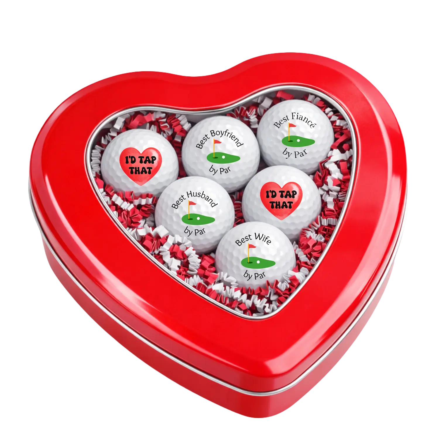 Valentine’s Golf Gift Set for Him Heart Tin Gift Box for Boyfriend Husband Golf Lover Gift with Romantic Charm