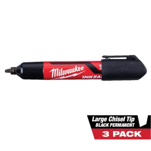 INKZALL Black Large Chisel Tip Jobsite Permanent Marker 3-Pack with Large Chisel Tip