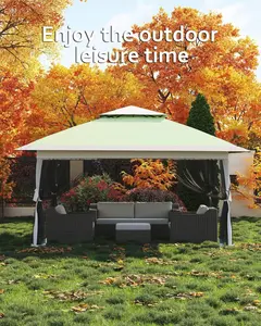 Tent 13x13, Pop Up Gazebo Tent Easy Setup with 4 Sand Bags for Backyard Garden Patio,Mosquito Netting & Height Adjustable Outdoor Shade Canopy Sunshade Canopy