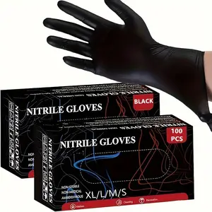 PROMEDIX P Durable Soft-Touch Synthetic 6mil Nitrile Cleaning Gloves, 100-Count Black Disposable, Latex-Free, Powder-Free, Waterproof, for Industrial Auto Repair, Home Cleaning, Durable Cleaning Gloves, Soft-Touch Cleaning Gloves
