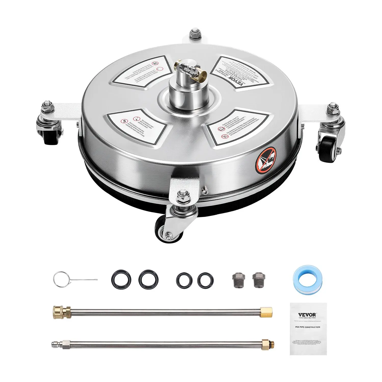【Summerfinds】VEVOR 14" Pressure Washer Surface Cleaner4-Wheel Pressure Washer Attachment4000 Max PSI2 Extended Wands, Pressure Washer Accessories, High Pressure Washer