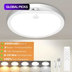 Rechargeable Motion Sensor Ceiling Light with Remote, 5 Color Magnetic Wireless Ceiling Light Battery Powered, Dimmable, Timer, Motion Activated Light for Closet Shower Hallway Pantry-20CM #GLOBAL PICKS