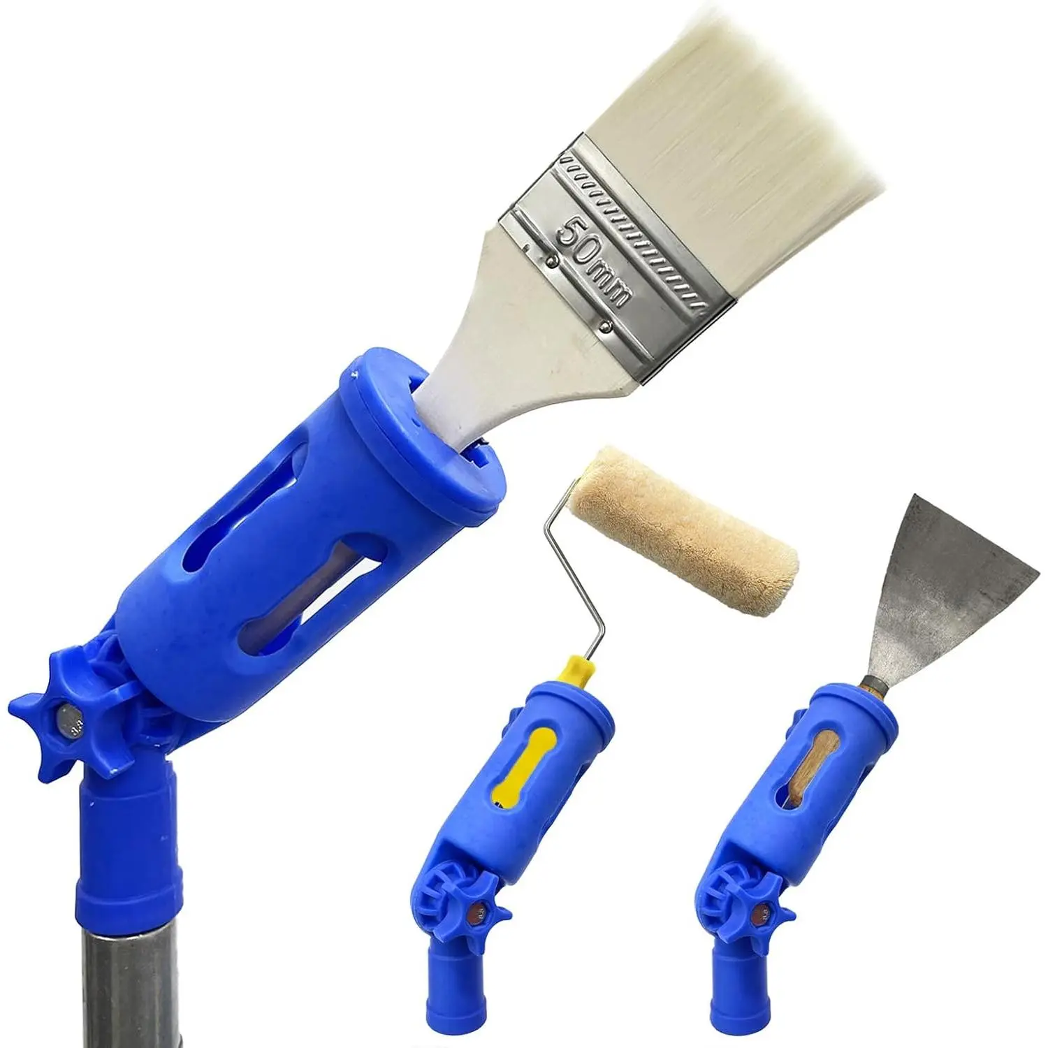 Multi-Angle Painted Tool Extender, 1 PC Paint Brush & Roller Pole Attachment with Rotating Head for High Ceilings, Corners (Hand Tools, Multitools & Accessories)