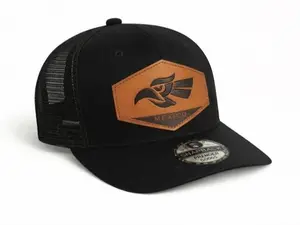 Black Snapback Trucker Hat – Mexico Eagle Leather Patch