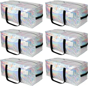 6 Pack Extra Large Moving Storage Bags – 93L Zippered Bags for Dorm, Home Moving & Seasonal Storage