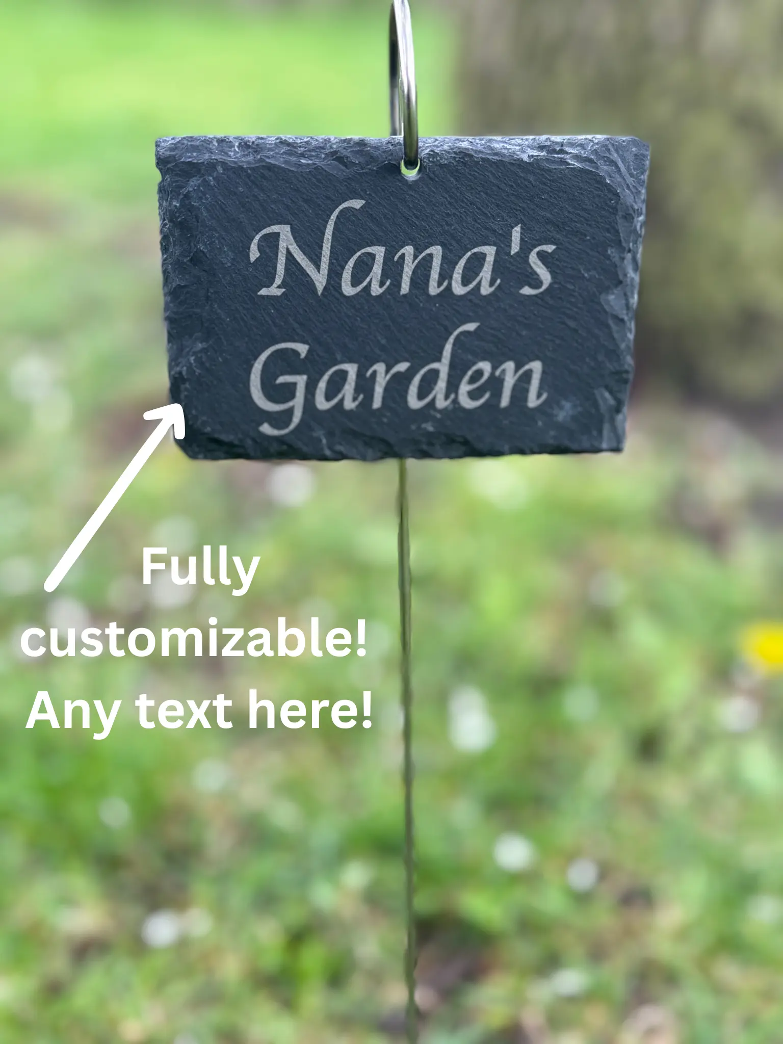 Cohono Designs Personalized Slate Garden Sign Plant Marker Customizable Personalization 2.8x3.9 Inches with Stainless Steel Hook Outdoor Decor Fully Customizable Any Text Here
