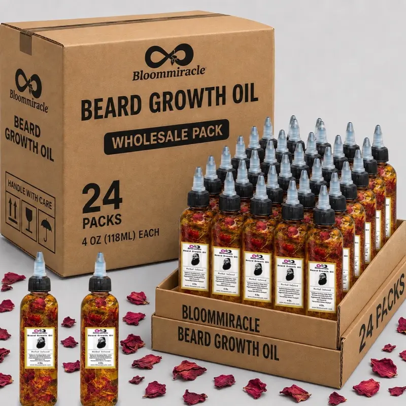 Bloommiracle Haircare Beard Oil - 4 oz, 30-Units Wholesale Box, for Healthy Long Thick Beard