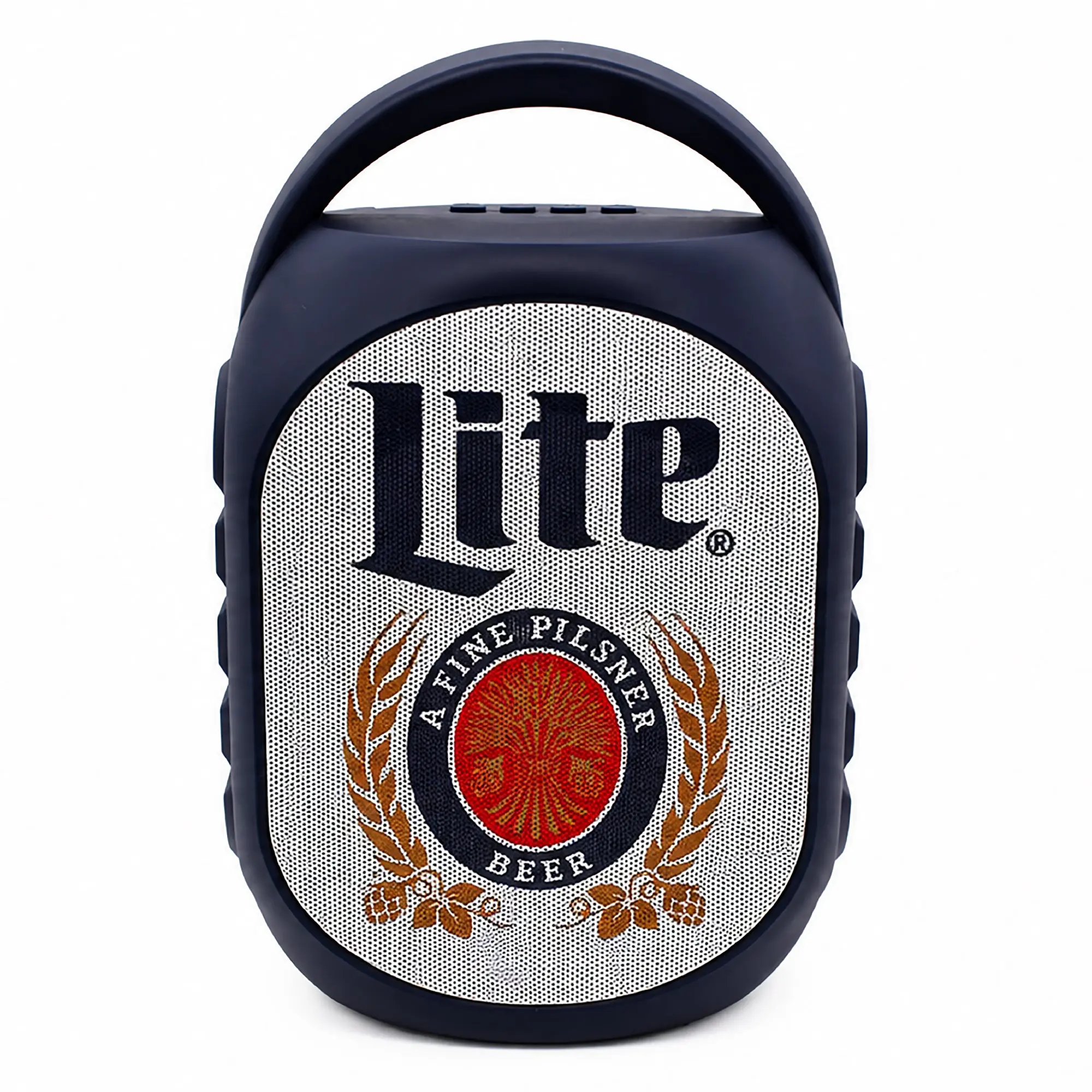 Miller Lite V2 Portable Wireless Bluetooth Audio Sound System Mini Party Speaker with LED Lights, Built-In Handle, Function Buttons