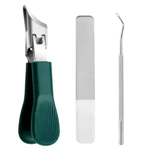 3-Piece Splashproof Beveled Edge Nail Clippers Set, Wide Jaw Slanted Nail Cutter, Wide Jaw Opening Anti-Splash Slanted Nail Clipper, Stainless Steel Curved Nail Clippers Trimmer for Fingernails Toenails