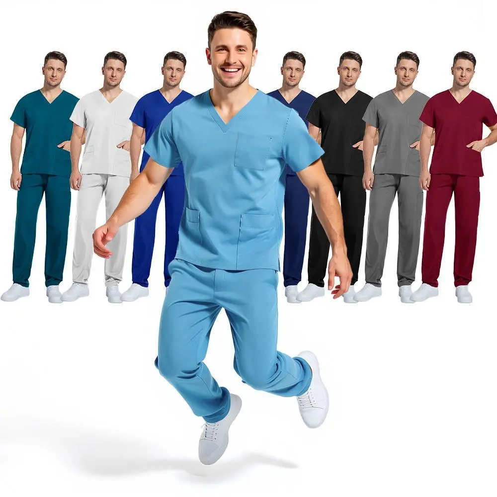 Unisex Medical Uniforms Nurse Set Women Short Sleeve Hospital Doctor Workwear Oral Dental Surgery Work Uniform For Men  doctor