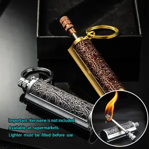 Match Lighter, Creative Keychain Lighter, Retro Kerosene Lighter, Portable Outdoor Emergency Ignition Stick, Suitable For Men As Gifts (Need To Purchase Kerosene To Add)