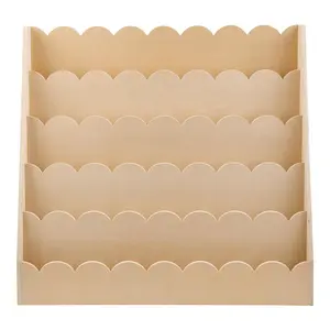 VEVOR Montessori Bookshelf, 5-Tier Scalloped Kids Bookshelf, Front Facing Toddler Bookcase, Dual Hooks for Hanging Backpacks, Baby Bookshelf for Kids Room, Living Room, Entryway, Nursury, Preschool