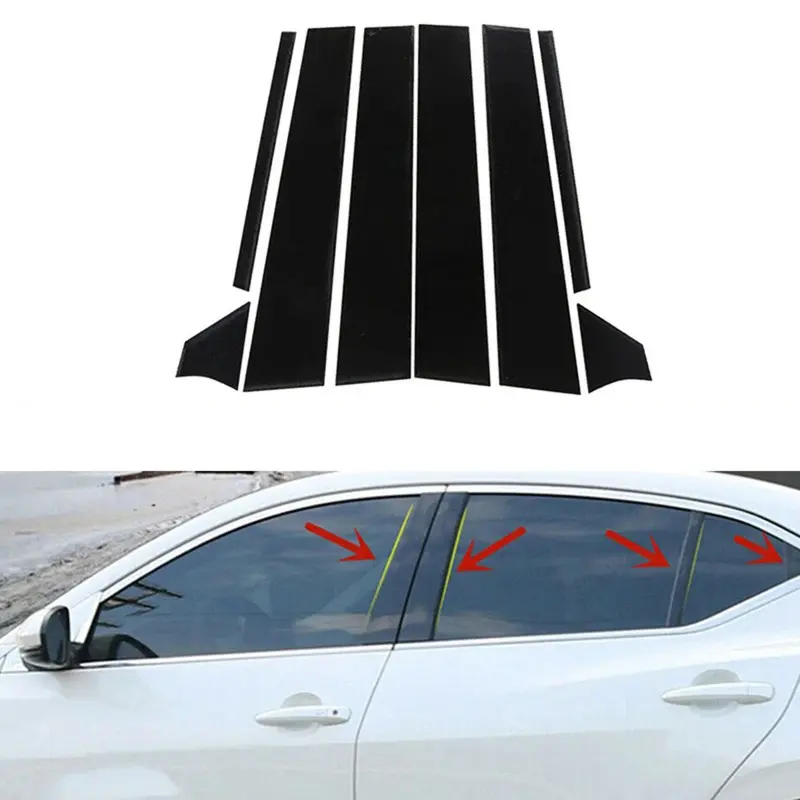 For Nissan Sentra 2020-2022, 8pcs Glossy Black Car Sticker Automotive Decals Side Decals Window Decals For Vehicles Door Window Trim Pillar Posts Molding Cover
