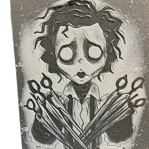 3D Printed Wall Art - Unique Design with Scissors and Character Graphic - As shown in the Image