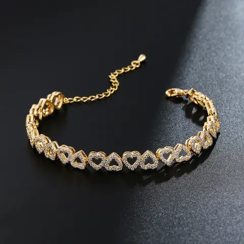Valentine Gift Women's Elegant Artificial Zircon Decorated Heart Design Bracelet, Fashion Jewelry Accessories for Party, Daily Clothing Decor for Girl