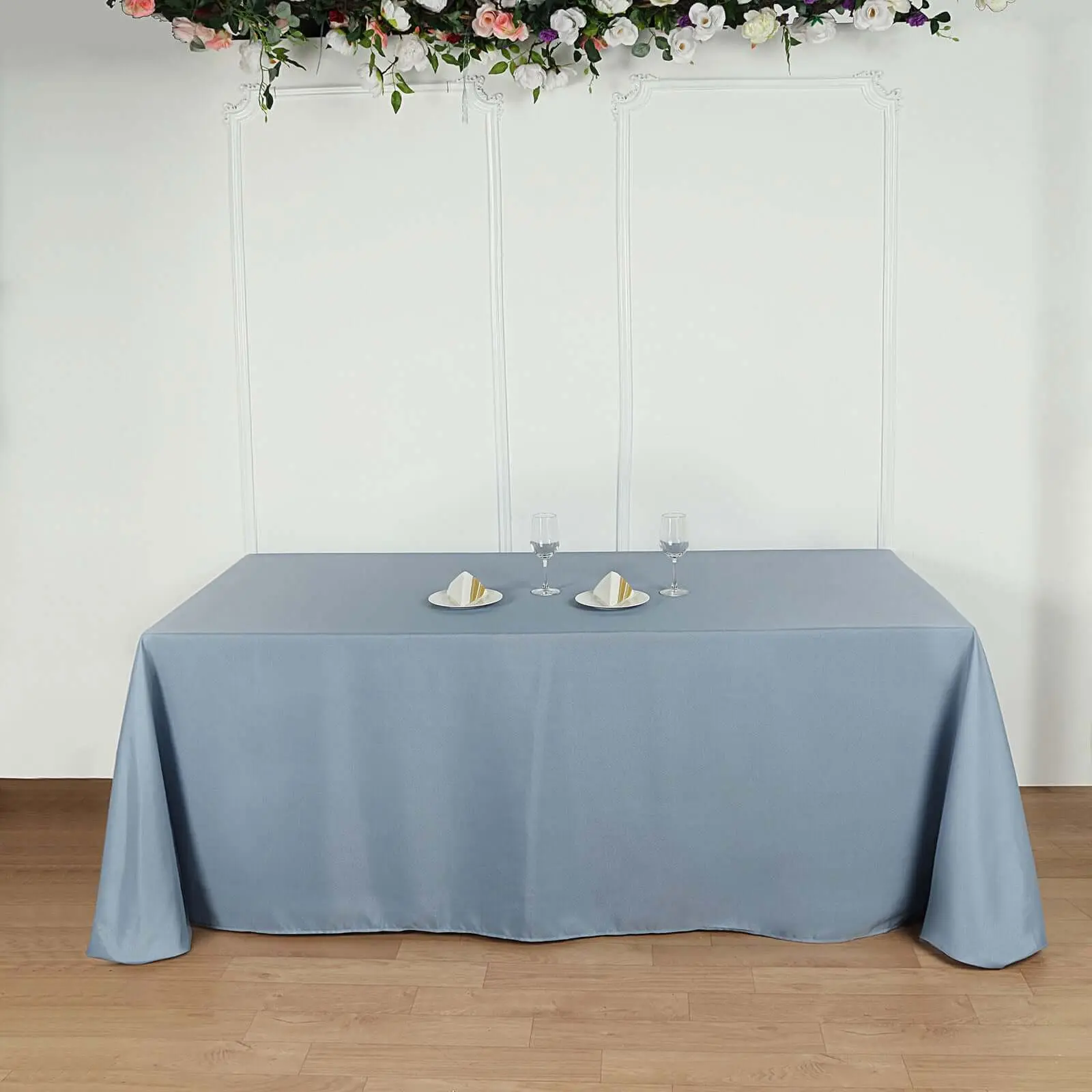 Polyester Rectangle Tablecloth, 90"x156" Dusty Blue with Seamless Finish, Picnic Table Cover for Outdoor Dining Table, Birthday, Wedding, Casual Events