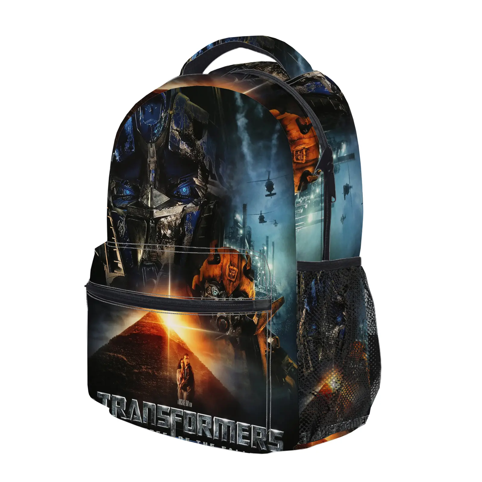 Transformers Backpack, Cute Y2K Fashion School Bag for Girls and Teens, Durable Cartoon Printed Bookbag with Mesh Side Pockets, Lightweight Travel Daypack for Back to School c-250