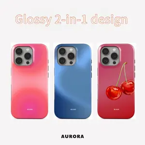 BLUSHI Phone Case| Sunset Aura - Blue Aura - Pink Cherry| for iPhone 17 Pro Max, 16 15 14 13 12 11 X Series| Aesthetic Phone Case| Gradient Phone Case| Trendy 2026 Phone Case| Shockproof Protection| Gift for Her and Lover