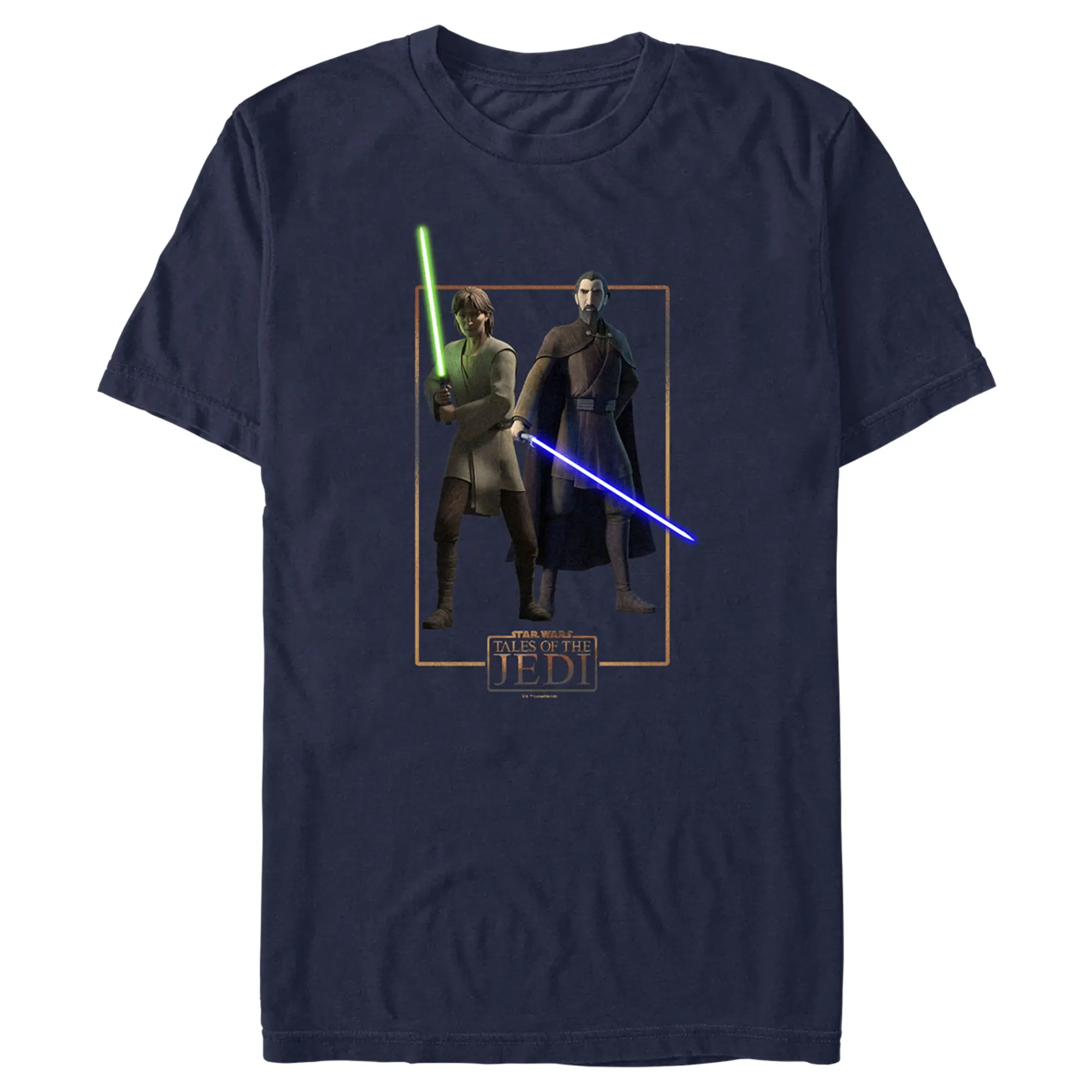 Men's Star Wars: Tales of the Jedi Count Dooku & Qui-Gon Jinn Graphic Round-Neck Short-Sleeve T-Shirt, Stylish Casual Menswear Top Tee
