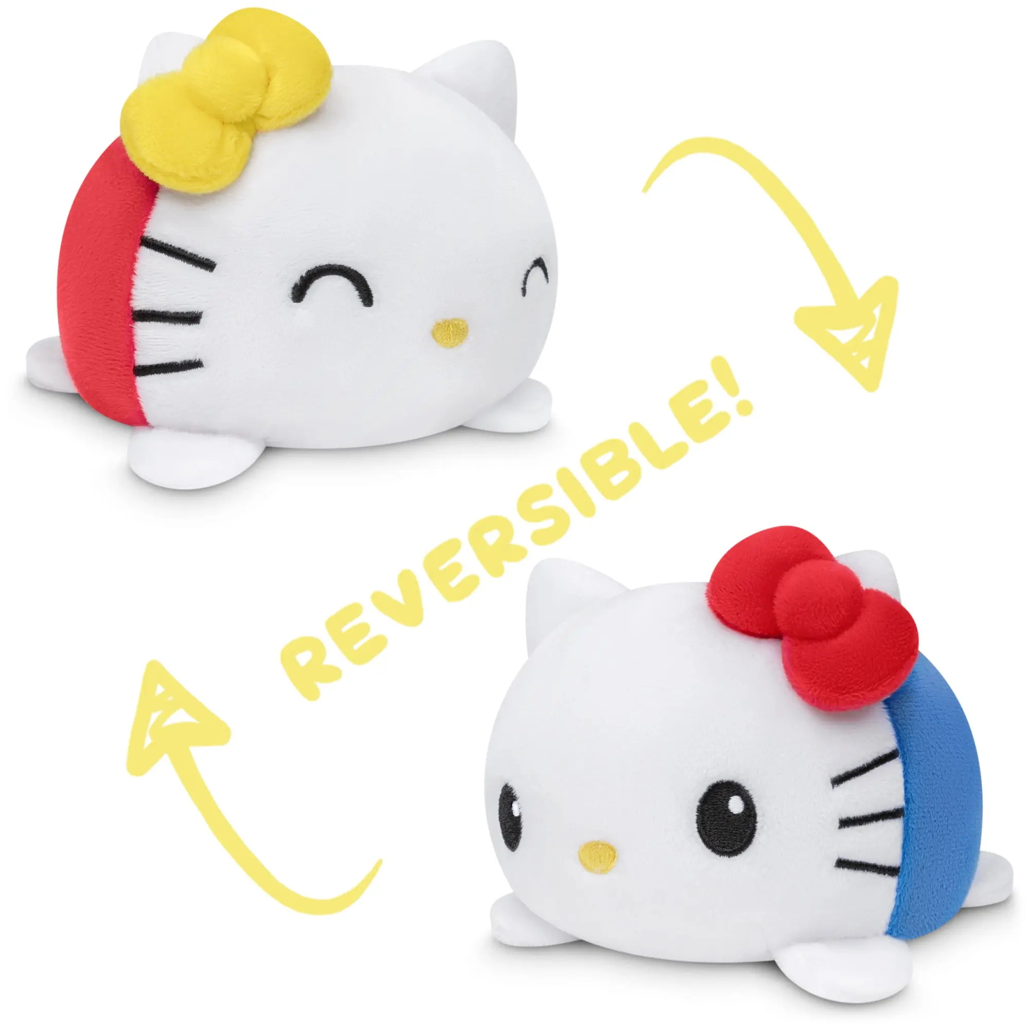 TeeTurtle Patented Reversible Mimmy & Hello Kitty Polyester Mood Plush, Collectible Plushie for Emotion Show, Collectibles