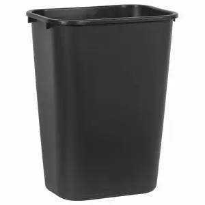 Wastebasket Trash Container, 41QT/10.25 GAL, Plastic, Black, Stackable Trash Can for Bedroom/Bathroom/Office, Fits Under Desk/Sink/Cabinet