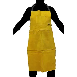 GIORGINO Premium 36″ Cow Split Bib Apron, 30mm Wide Anti-Brass Buckles, Sewn with KEVLAR Adjustable Leather