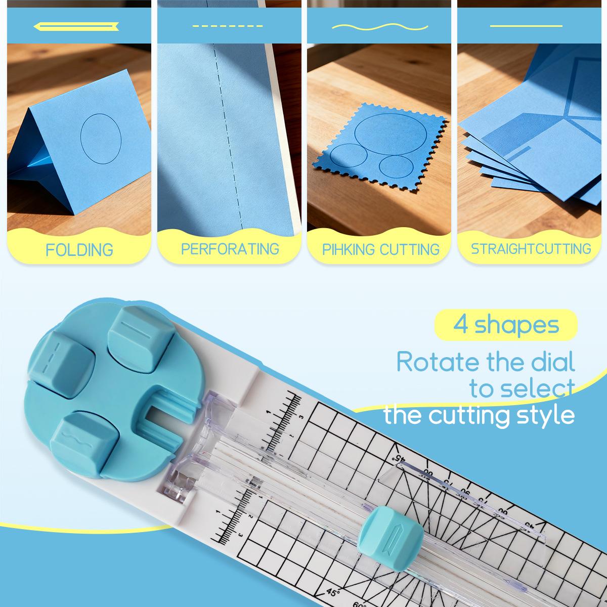 【Paper Trimmer】Craft Paper Cutter: 4 Style Multi- Function Scrapbooking Tool with Dial Blades of Straight,Wave, Dotted, Perforated ,Creasingfor Cutting Paper, Coupons,Photos,Postcards,Scrapbook,Card 【Paper Trimmer】Craft Paper Cutter: 4 Style Multi- Function Scrapbooking Tool with Dial Blades of Straight,Wave, Dotted, Perforated ,Creasingfor Cutting Paper, Coupons,Photos,Postcards,Scrapbook,Card