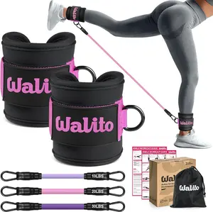 Ankle Resistance Bands with Cuffs, 3-Level Booty Workout Equipment for Kickbacks & Glutes, Home Gym Exercise Bands Set for Women