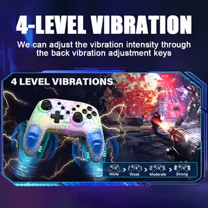 Arcade Video Game Controller for Switch/PC/TV/P3 - with Crack Design, Anti-slip Control, Adjustable Seven-color Lights, High-end Dual Vibration, Six-axis Body Feeling, One-button Continuous Shooting, Ultra-long Battery Life