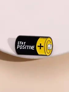 Positive Energy Battery Lapel Pin, Inspirational Cartoon Brooch Gift for Students, Daily Encouragement Decoration Accessory, Durable Metal Pins