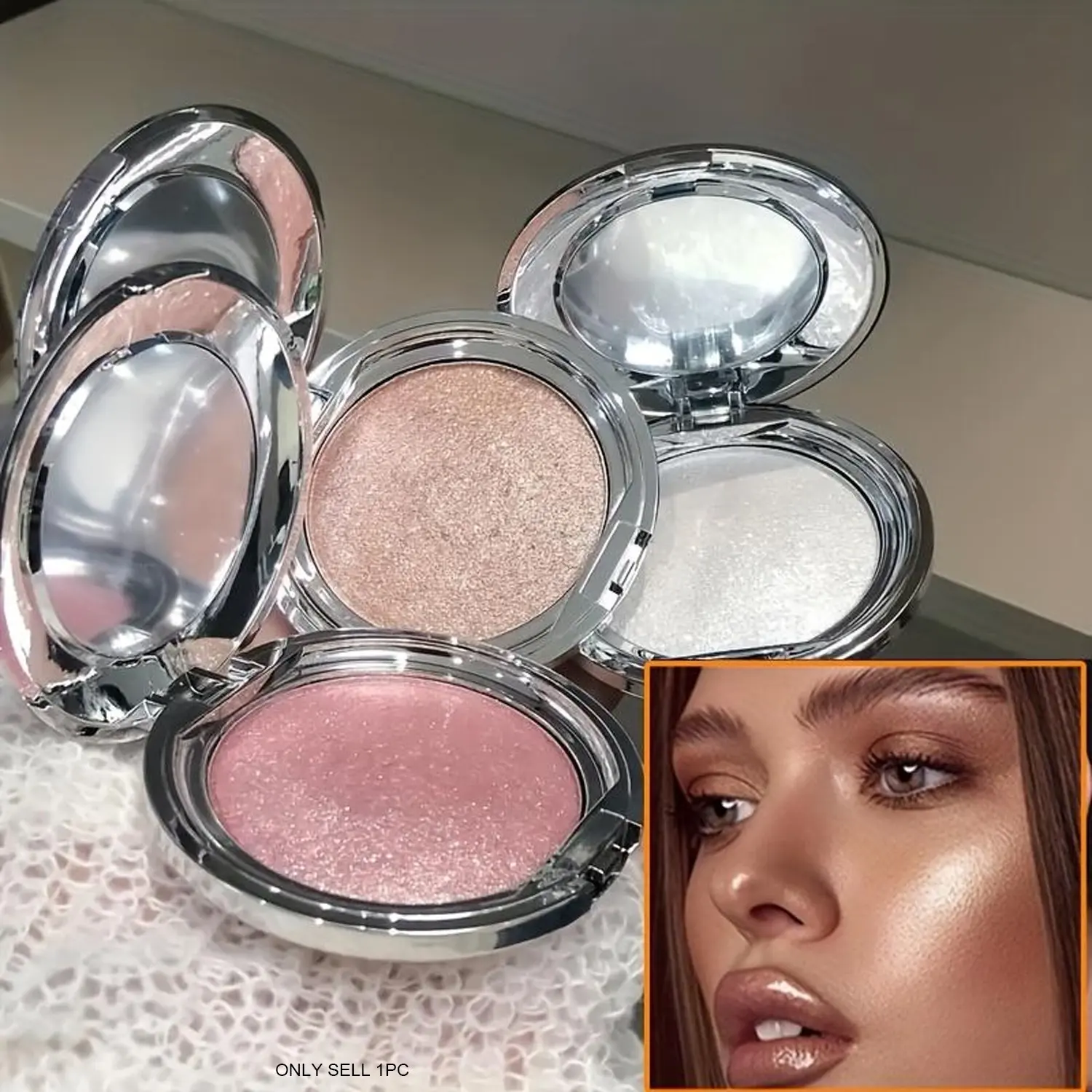 Kakashow Single Color Highlighter Cream, Cosmetics Highlighter, silky fine texture, Dazzling shimmer brightens skin, long lasting non-fading, Suitable for face, eyes and body, create three-dimensional makeup easily