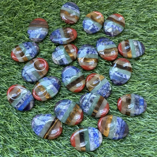 Rainbow Chakra Worry Stone, Polished Crystal Thumb Stone for Meditation, Pocket-Sized Healing Crystal for Stress Relief, Chakra Energy Stone, Healing Crystals