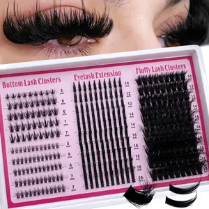 4 IN 1 Lash Clusters 200D/160D/120D 6-20mm Lash Spikes Bottom Lashes Eyelash Clusters D Curl Eyelash Volume Individual Lashes DIY Spiky Lash Extension Manga Cluster Eyelash Extensions, Synthetic Eyelash Extensions, Mink Strips Lashes