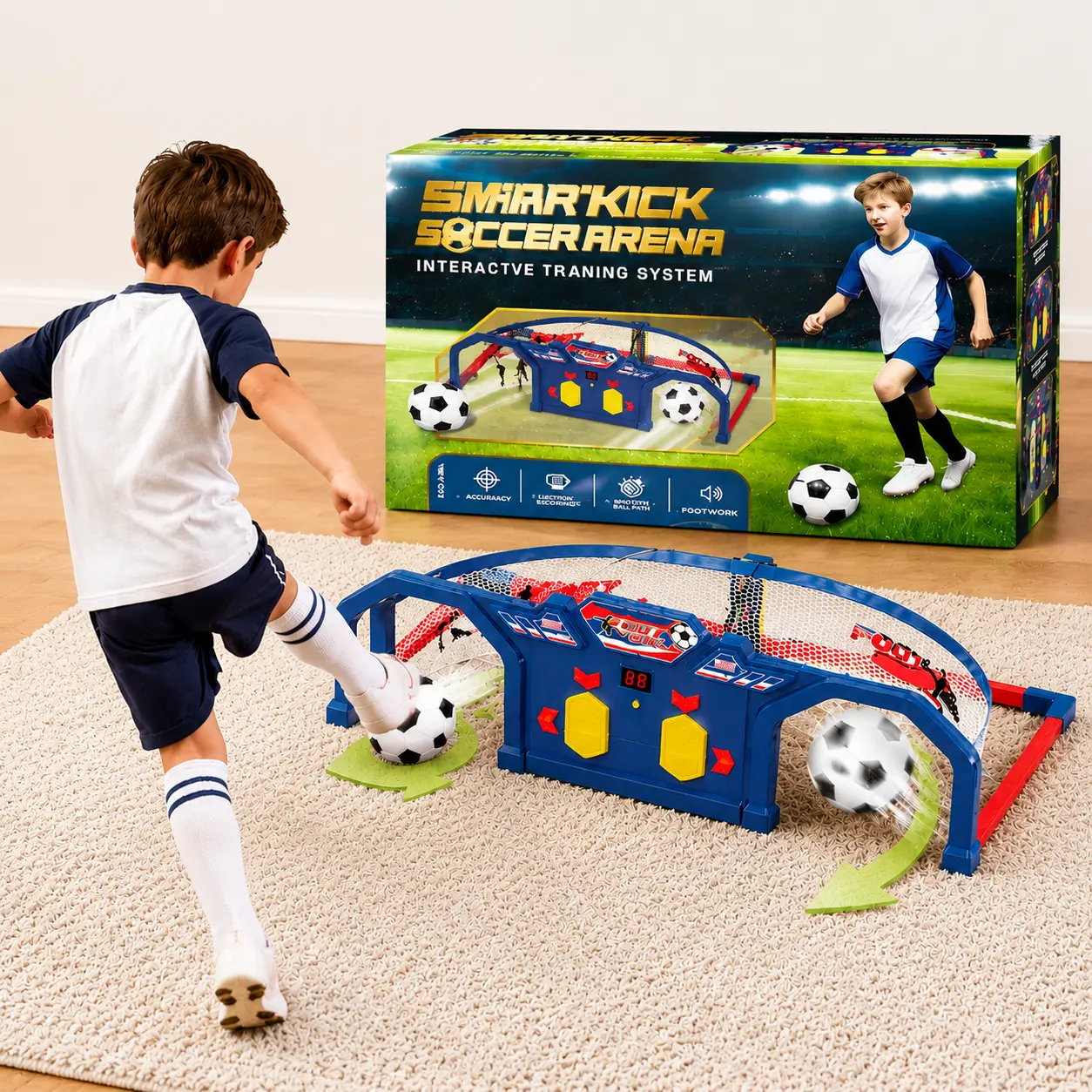 Smart Soccer Trainer Ball Set with Electronic Scoring System & Reaction Light Challenge – Official Match Ball for Building Real Soccer Skills, Family & Party Fun Game, Arcade-Style Experience, Birthday Gifts, Christmas Gifts