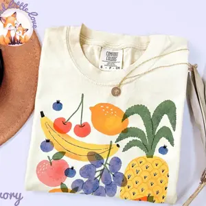 Summer Fruit Comfort Colors Shirt, Aesthetic Fruit Shirt, Vintage Cottagecore Fruit Tee, Tropical Summer Vacation Shirt, Farmers Market Tee