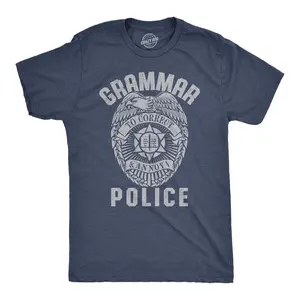 Mens Grammar Police T Shirt Funny Sarcastic English Tee Mens Funny T Shirts Cool Vintage Fashion T-Shirt Gift Classic Menswear Funny Sarcastic Short Sleeve Novelty Tees for Guys Navy