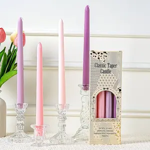 25cm European Long Stick Wedding Cone Candle No Smoke Home Atmosphere Decor Romantic Candlestick Wax Candles Decoration