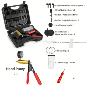 22pcs Auto Brake Bleeder & Fluid Pump Kit with Vacuum Pump Tester, Valve Puller, and Master Cylinder Flushing Tools