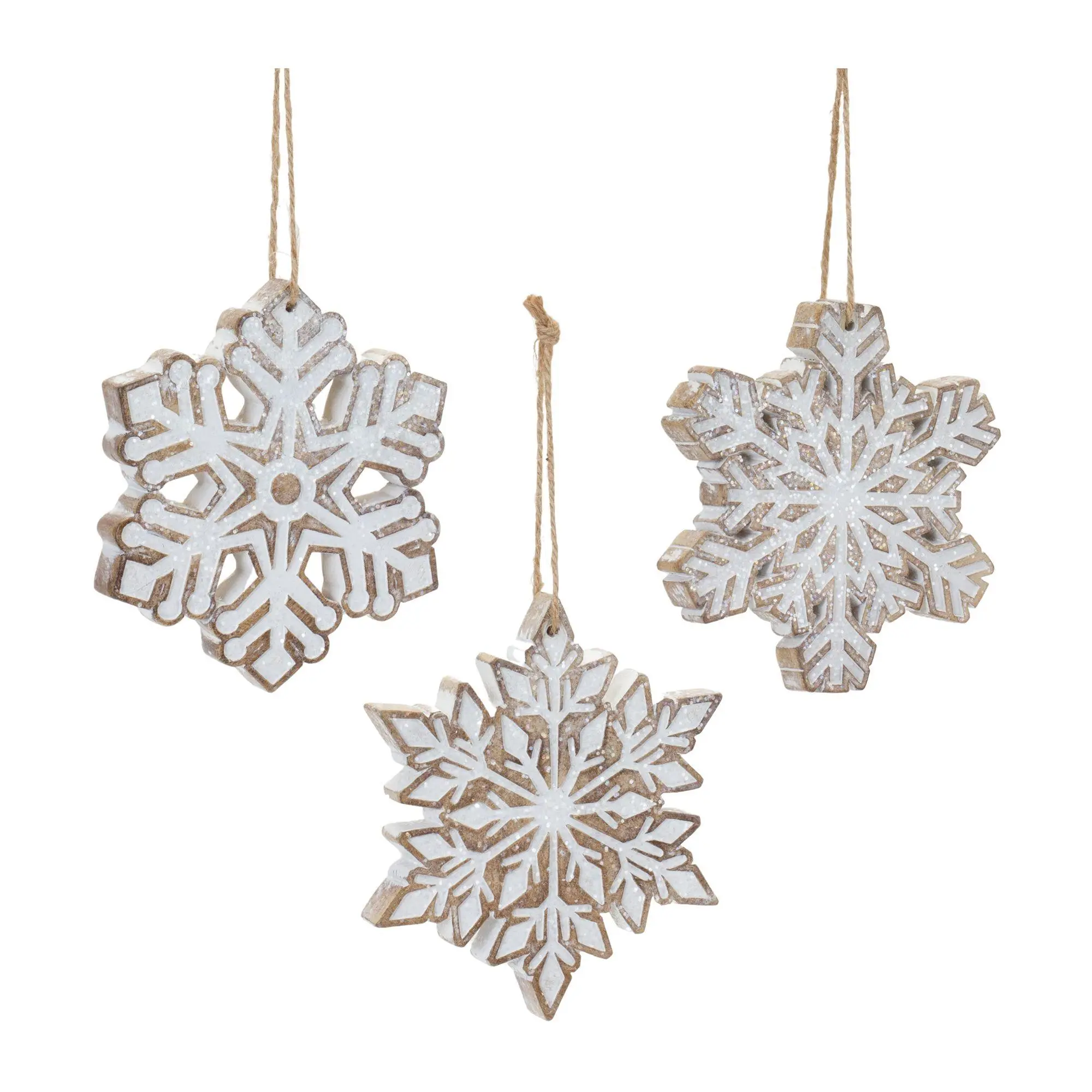 Melrose Glittered Snowflake Ornament (Set of 3)