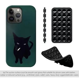 Black Cat Suction Cup Phone Case, Sticky Anti-Slip Shockproof Cover for 11-17 Pro Max & S22-S26 Ultra FE, Gothic Aesthetic, Gift for Her, Men's Cool Gadgets, Red Base Protective Phone Shell