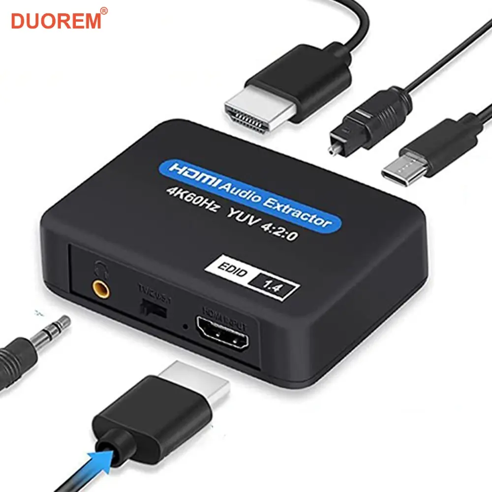 HDMI Audio Extractor Support Digital Optical TOSLINK SPDIF + 3.5mm Stereo Audio Extractor Converter HDMI Audio Splitter USB Cable